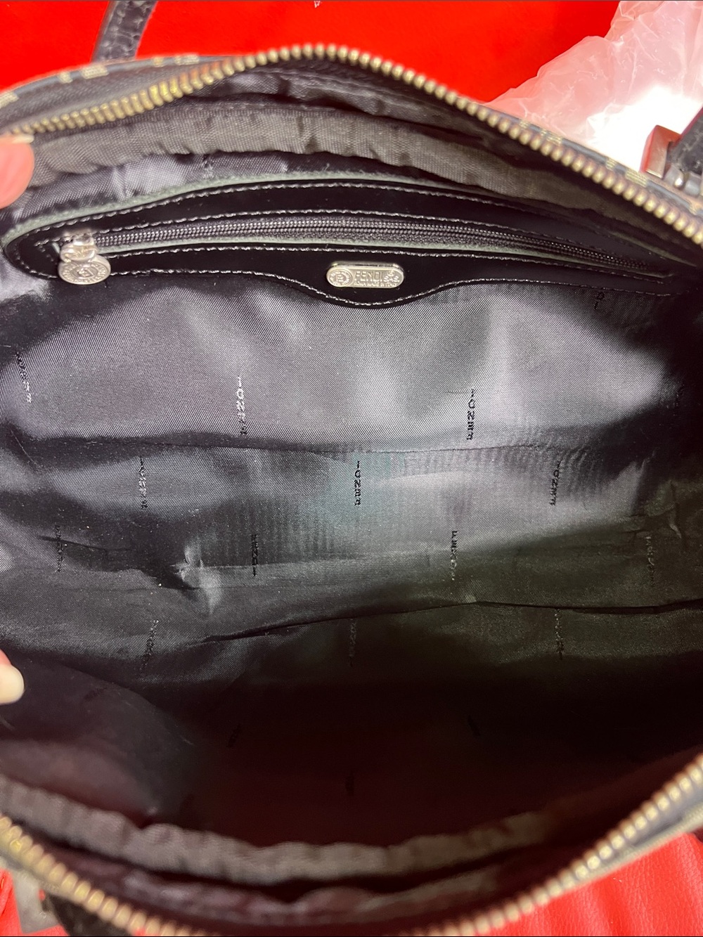Fendi Black & Beige Zucca Jacquard Shoulder Bag - Picture 7 of 9